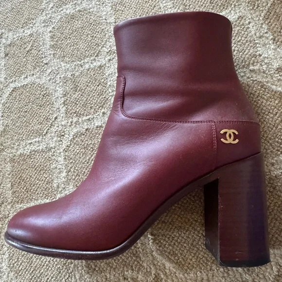 CHANEL Deep Red Ankle Boots - Picture 2 of 10
